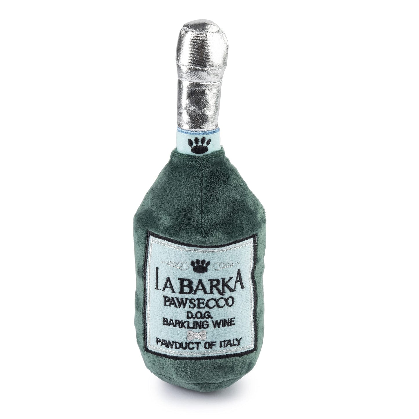 LaBarka Pawsecco Squeaky Dog Toy | Funny Parody Plush Toy for Dogs