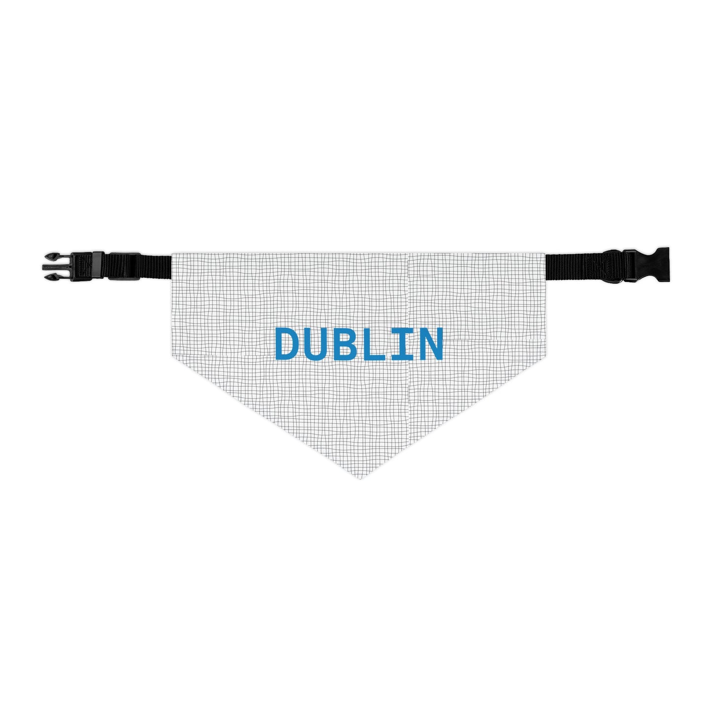 Black and grey polka dot personalized pet bandana collar for dogs, featuring adjustable design and Printify branding.