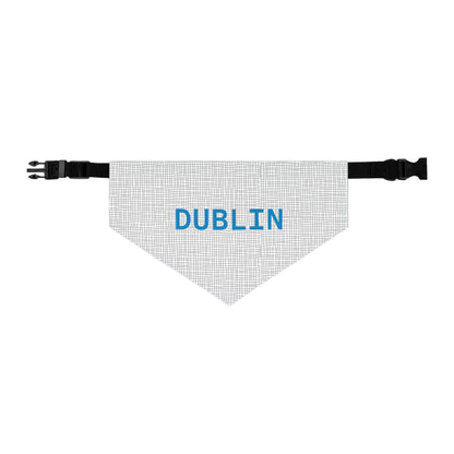 Black and grey polka dot personalized pet bandana collar for dogs, featuring adjustable design and Printify branding.