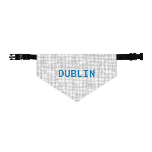 Black and grey polka dot personalized pet bandana collar for dogs, featuring adjustable design and Printify branding.