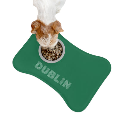 Plain green personalized pet feeding mat by Printify, featuring a soft, non-slip surface for pet bowls and feeding area.