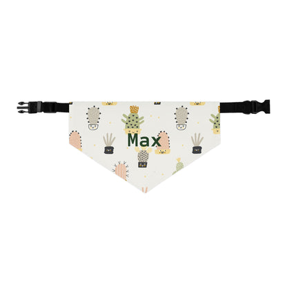 Personalized pet bandana collar with cactus design, adjustable for dogs and cats, by Printify.