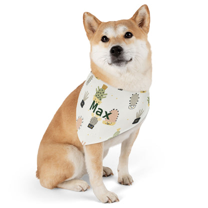 Personalized pet bandana collar with cactus design from Printify, featuring adjustable strap for dogs or cats.