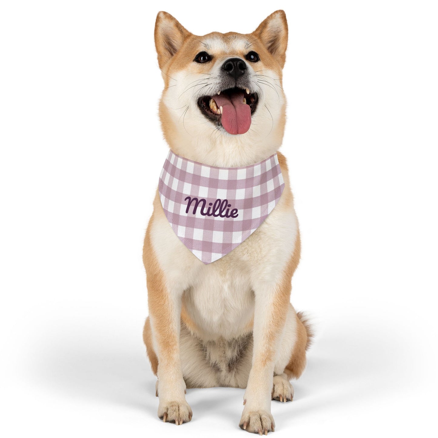 Personalized Pet Bandana Collar | Mauve Gingham