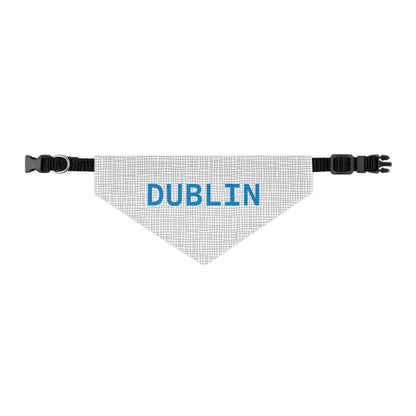 Personalized pet bandana collar with black and grey polka dot pattern, stylish accessory for dogs or cats.