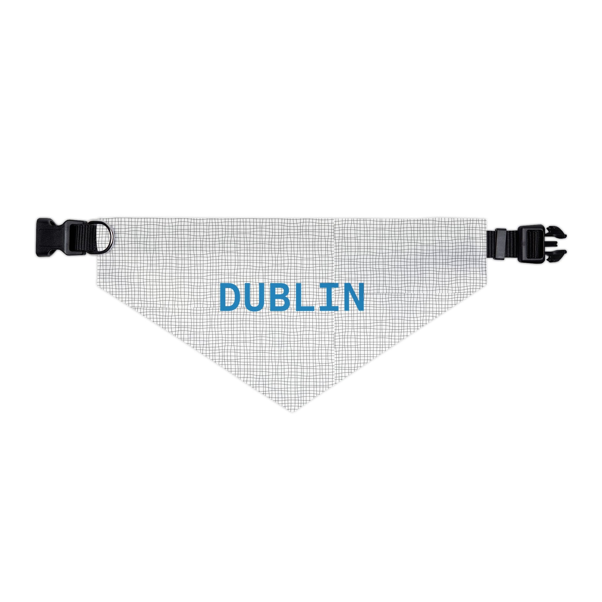 Personalized black and grey polka dot pet bandana collar for dogs, featuring adjustable design by Printify.