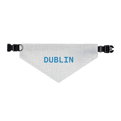 Personalized black and grey polka dot pet bandana collar for dogs, featuring adjustable design by Printify.
