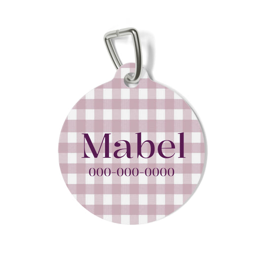 Personalized Pet ID Tag | Lilac Gingham