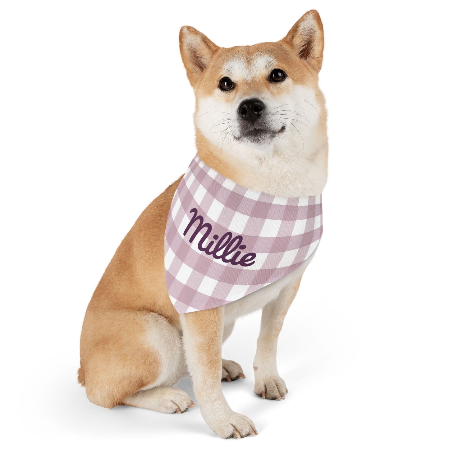Personalized Pet Bandana Collar | Mauve Gingham