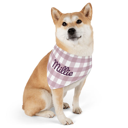 Personalized Pet Bandana Collar | Mauve Gingham