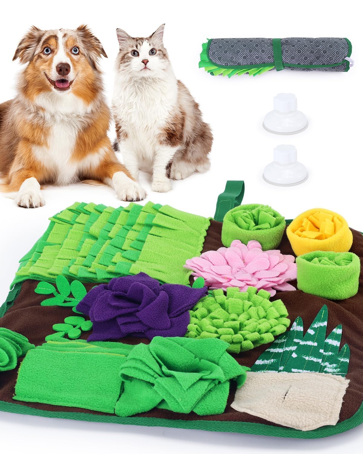 Slow Feeder & Enrichment Puzzle Toy  |Succulent Snuffle Mat for Dogs