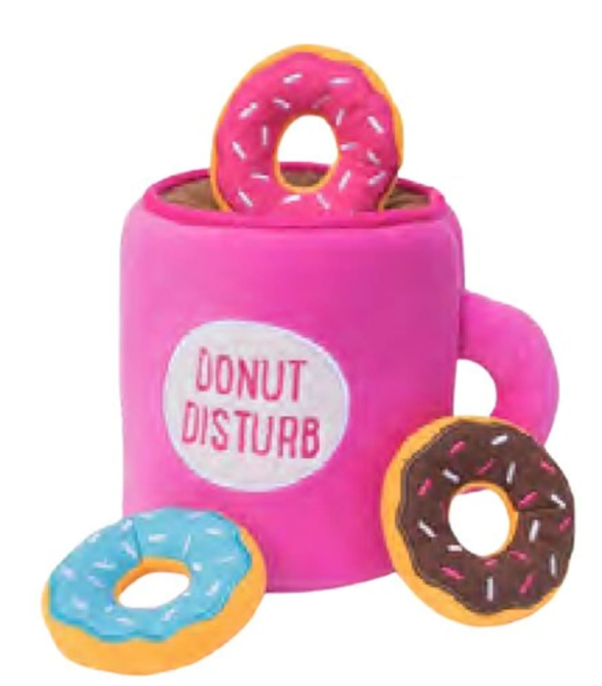 ZippyPaws Burrow Coffee and Donutz plush toys set featuring soft, colorful coffee cup and donut-shaped stuffed animals for kids.