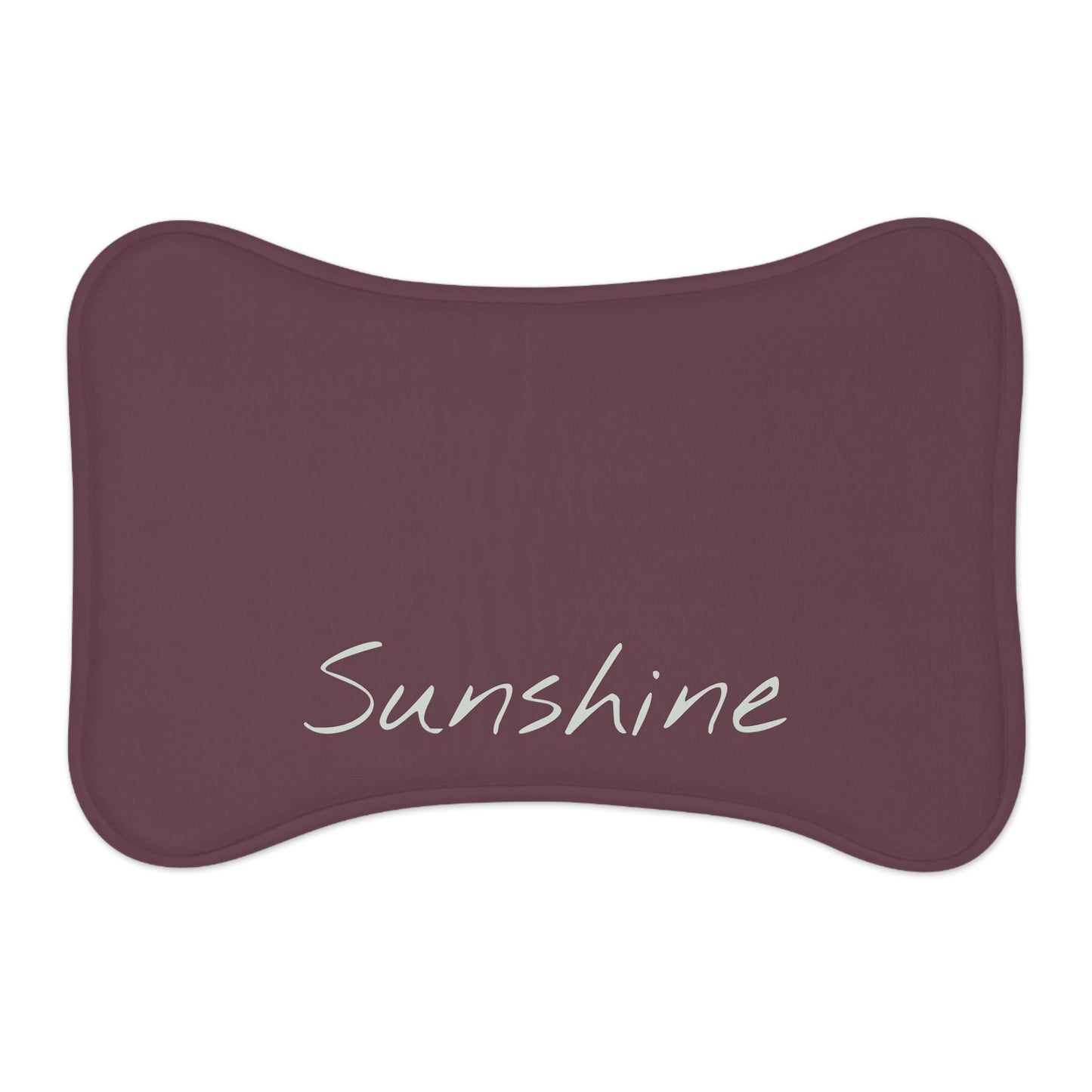 Personalized pet feeding mat in plum color with custom design, perfect for keeping pet food area clean.