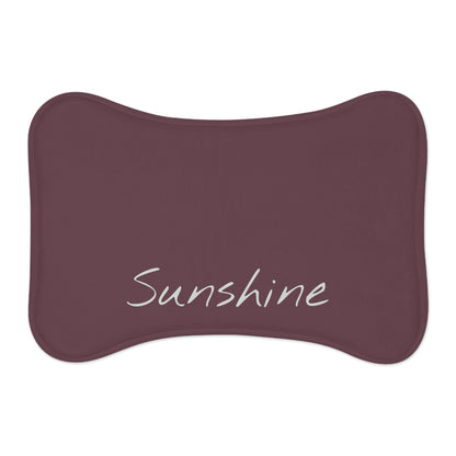 Personalized pet feeding mat in plum color with custom design, perfect for keeping pet food area clean.