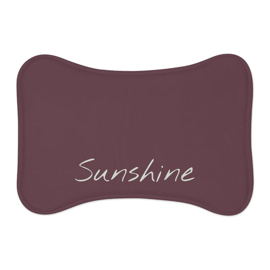 Personalized pet feeding mat in plum color with custom design, perfect for keeping pet food area clean.