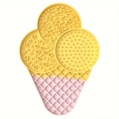 Fetch & Feature pet silicone slow feeder mat with suction cups, puzzle lick pad for cats and dogs to prevent overeating.