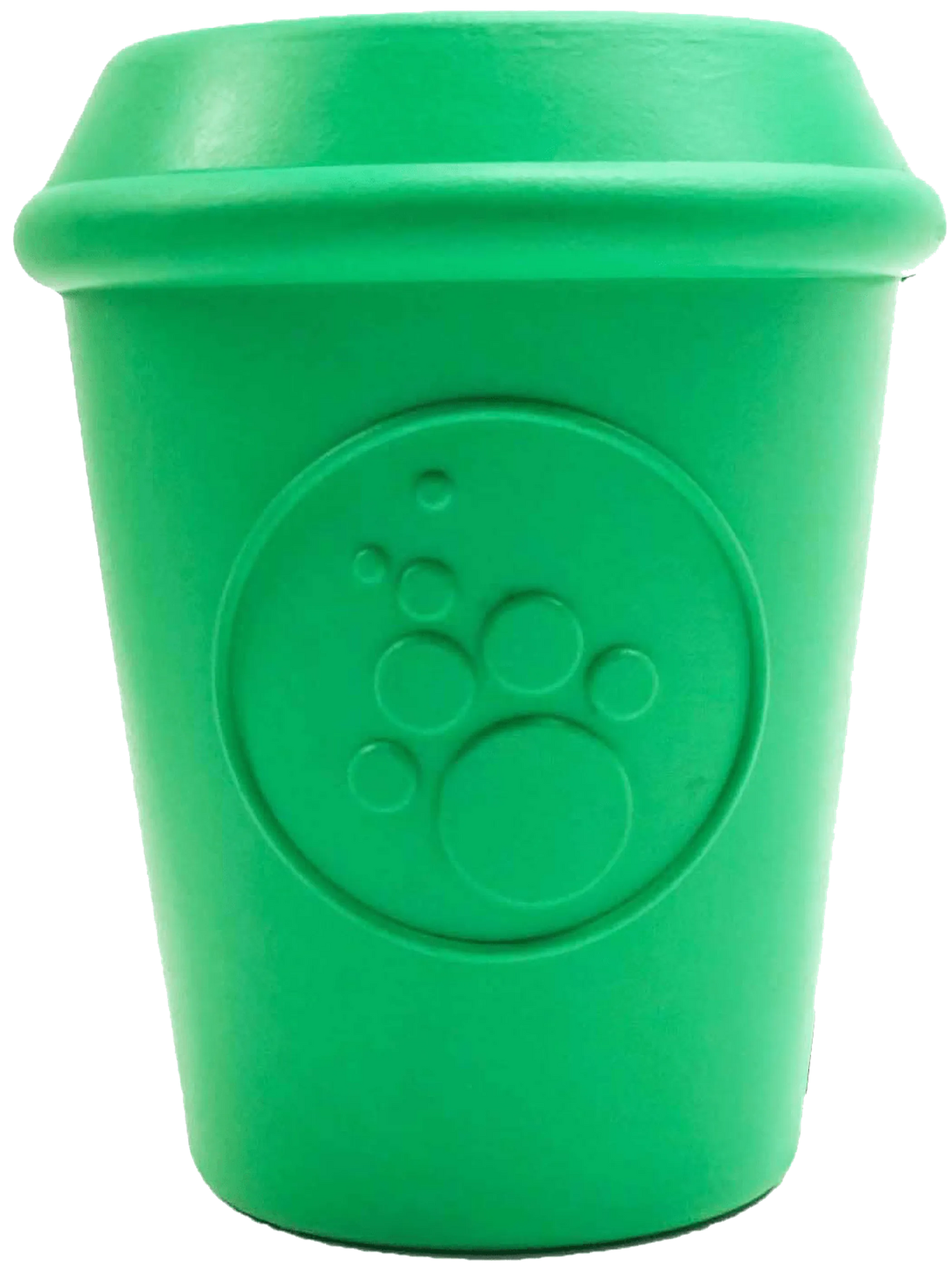 SodaPup durable rubber dog toy with treat dispenser and chew toy feature, designed for interactive play and mental stimulation.