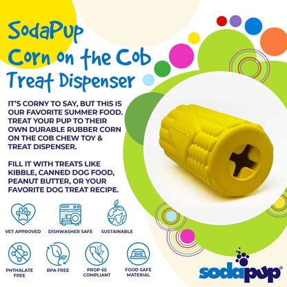 Corn on the Cob Dog Toy - Durable Rubber Treat Dispenser