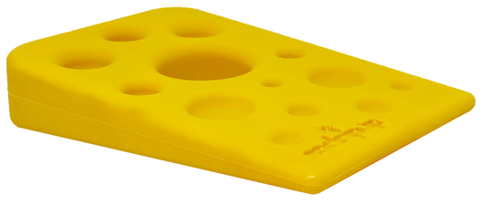 Durable nylon dog chew toy by SodaPup, Swiss cheese wedge design for aggressive chewers, ideal for strong, persistent dogs.