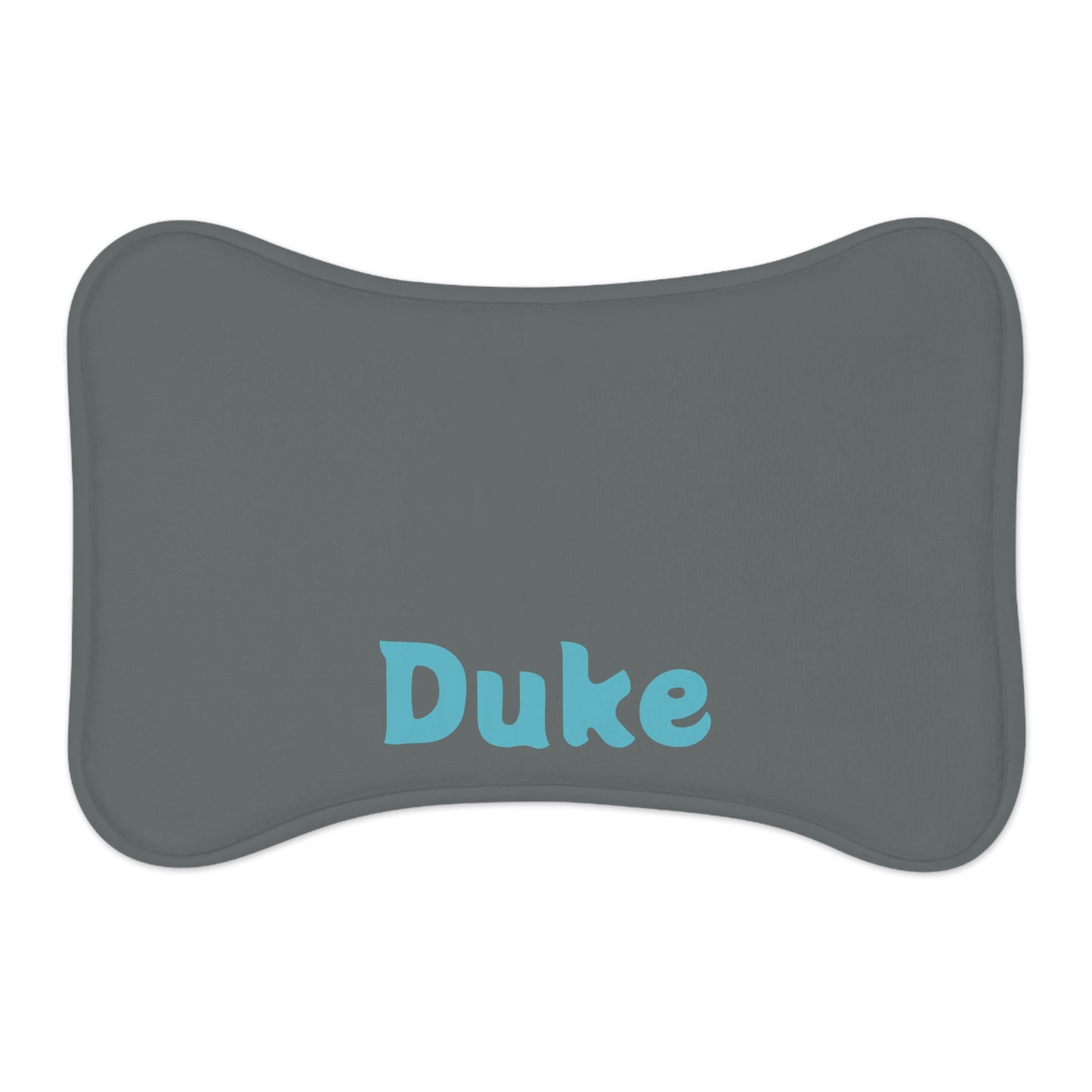 Personalized pet feeding mat in charcoal color, with custom design, suitable for pets and made by Printify.