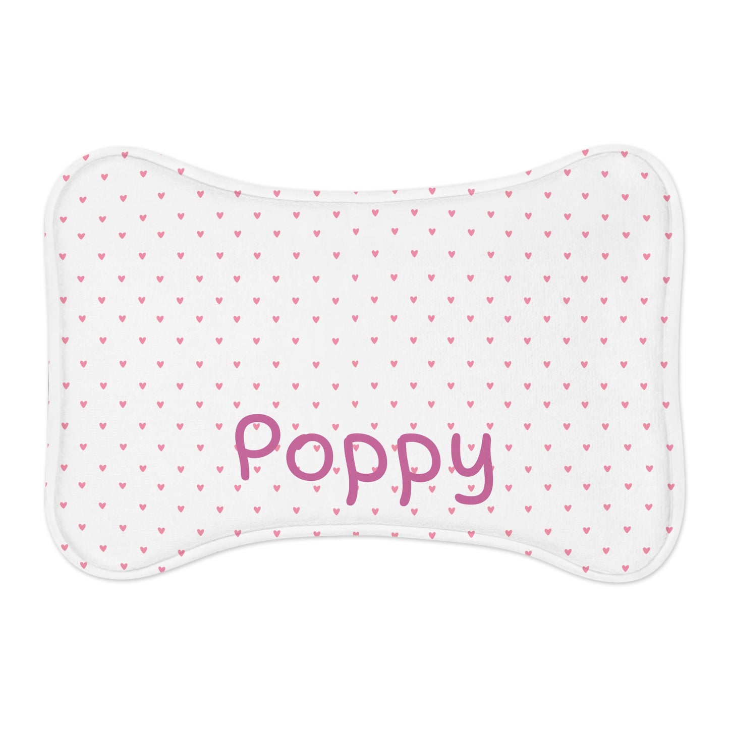 Personalized pet feeding mat with mini heart pattern, ideal for pets, featuring colorful printed design by Printify.