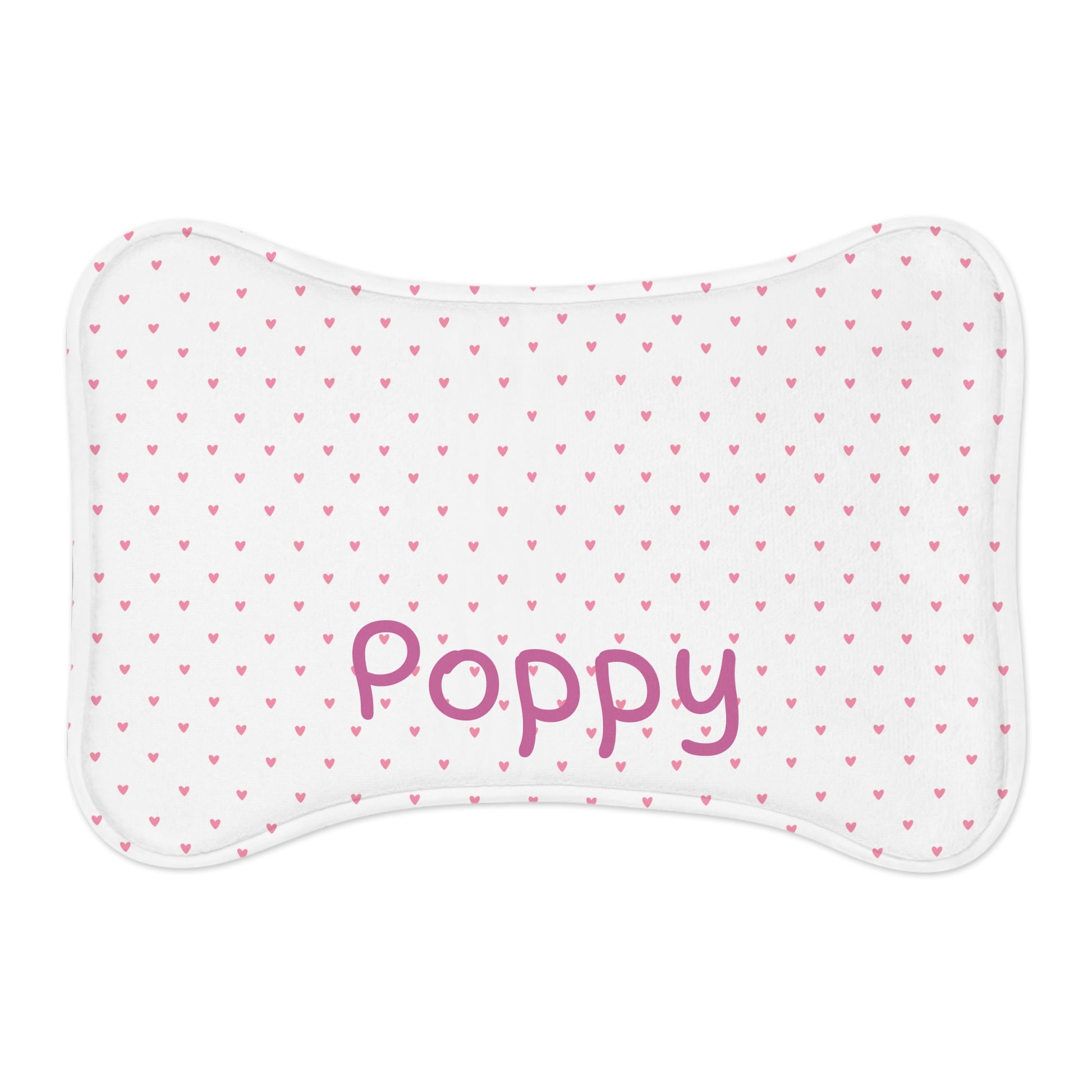 Personalized pet feeding mat with mini heart pattern, ideal for pets, featuring colorful printed design by Printify.